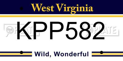KPP582 West Virginia License Plate