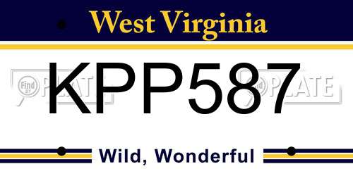 KPP587 West Virginia License Plate