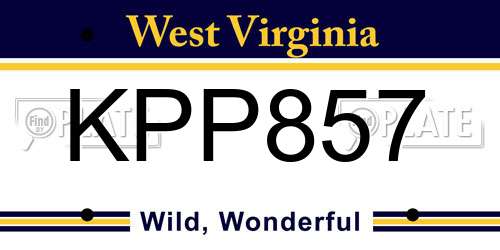 KPP857 West Virginia License Plate