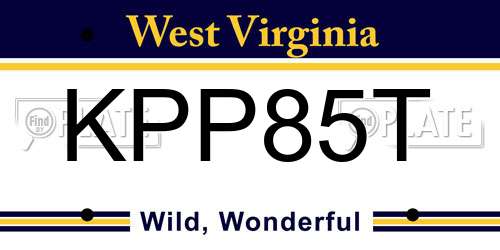 KPP85T West Virginia License Plate
