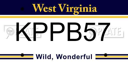 KPPB57 West Virginia License Plate