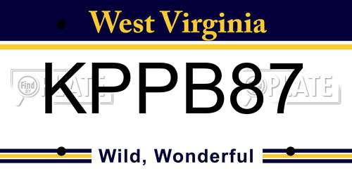 KPPB87 West Virginia License Plate