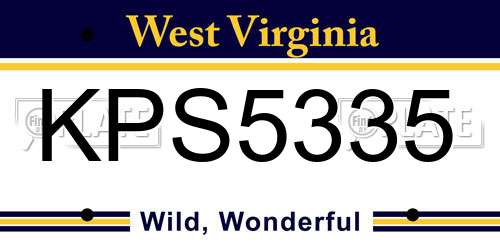 KPS5335 West Virginia License Plate