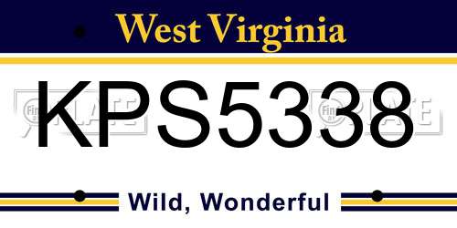 KPS5338 West Virginia License Plate