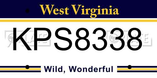 KPS8338 West Virginia License Plate