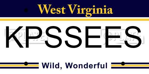 KPSSEES West Virginia License Plate