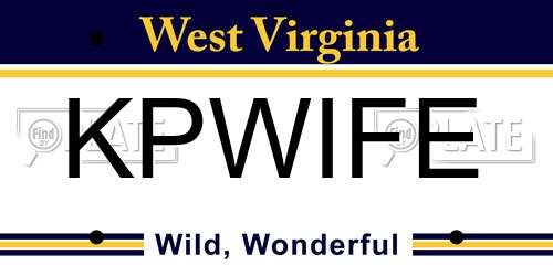 KPWIFE West Virginia License Plate
