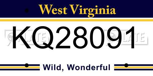 KQ28091 West Virginia License Plate