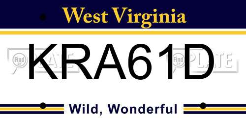 KRA61D West Virginia License Plate