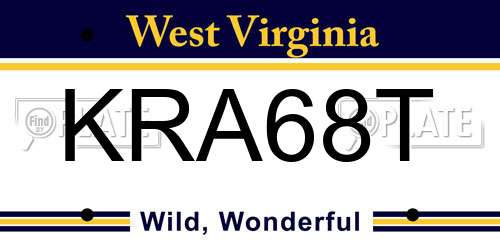 KRA68T West Virginia License Plate