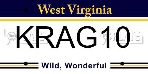 KRAG10 West Virginia License Plate