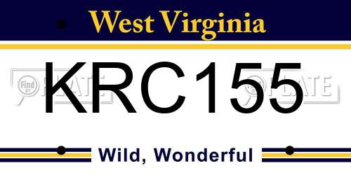 KRC155 West Virginia License Plate