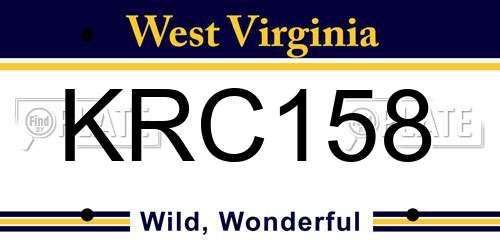 KRC158 West Virginia License Plate