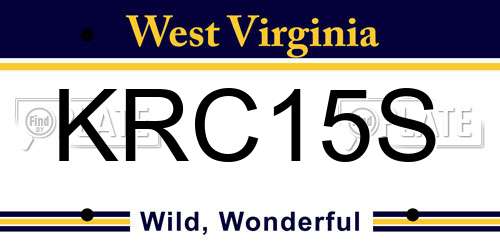 KRC15S West Virginia License Plate