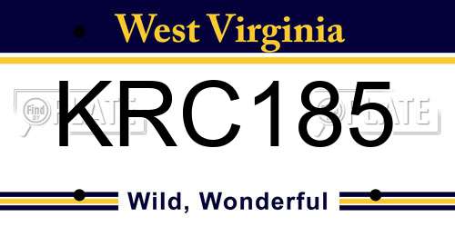 KRC185 West Virginia License Plate