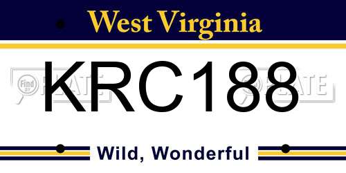 KRC188 West Virginia License Plate