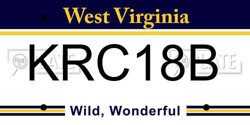 KRC18B West Virginia License Plate