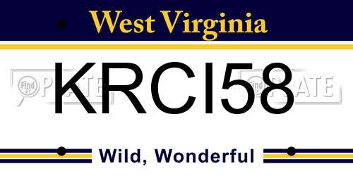 KRCI58 West Virginia License Plate