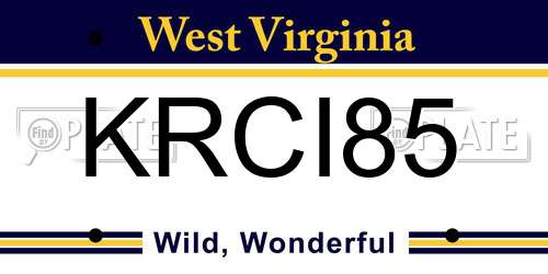 KRCI85 West Virginia License Plate