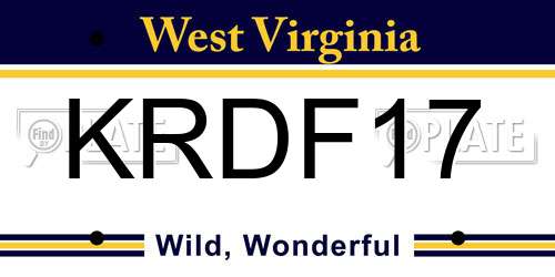 KRDF17 West Virginia License Plate