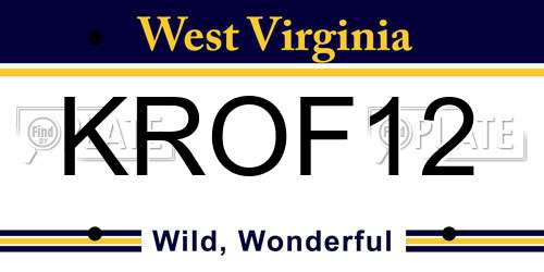KROF12 West Virginia License Plate