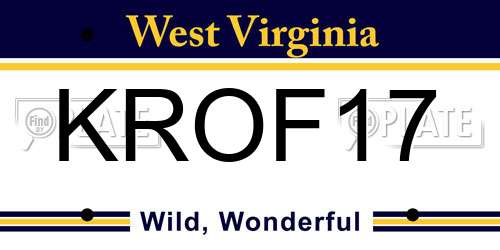 KROF17 West Virginia License Plate