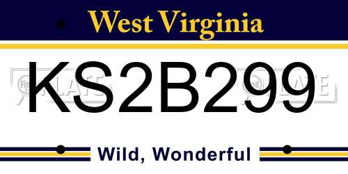 KS2B299 West Virginia License Plate