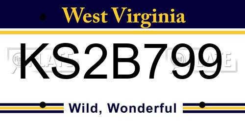KS2B799 West Virginia License Plate