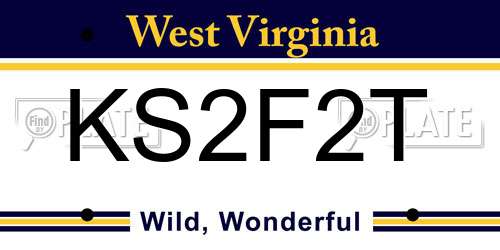 KS2F2T West Virginia License Plate