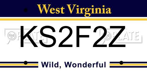 KS2F2Z West Virginia License Plate