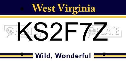 KS2F7Z West Virginia License Plate