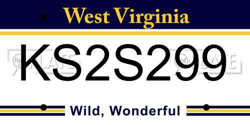 KS2S299 West Virginia License Plate