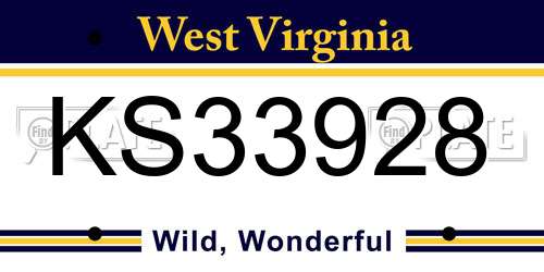 KS33928 West Virginia License Plate