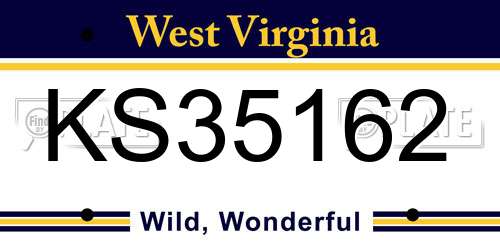 KS35162 West Virginia License Plate