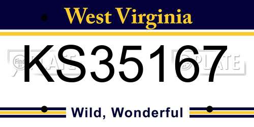 KS35167 West Virginia License Plate