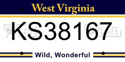 KS38167 West Virginia License Plate