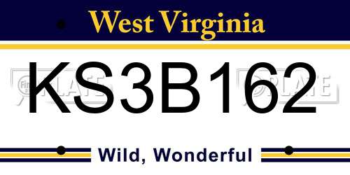 KS3B162 West Virginia License Plate