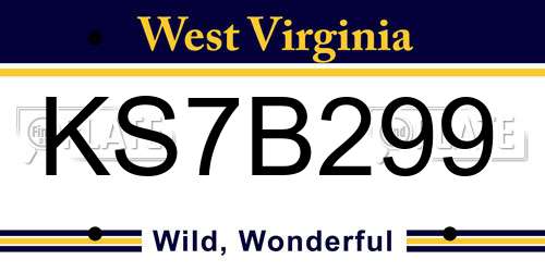KS7B299 West Virginia License Plate