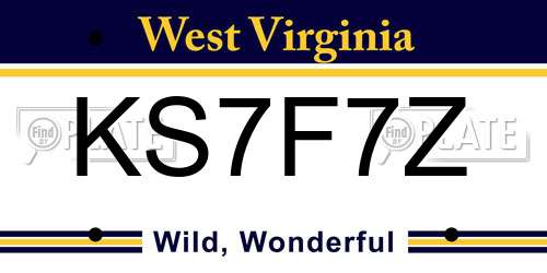 KS7F7Z West Virginia License Plate