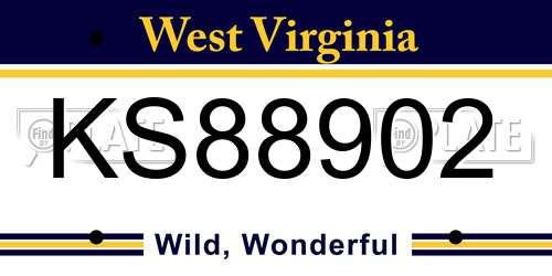 KS88902 West Virginia License Plate