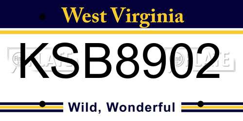 KSB8902 West Virginia License Plate