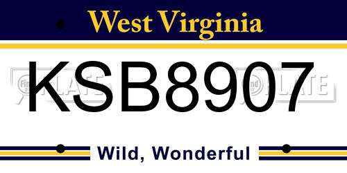 KSB8907 West Virginia License Plate