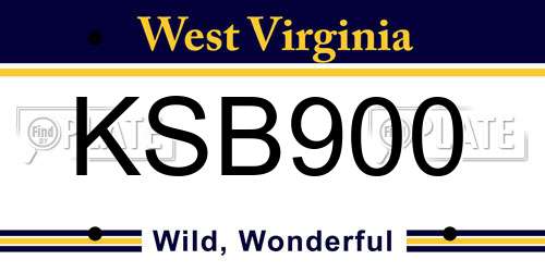 KSB900 West Virginia License Plate