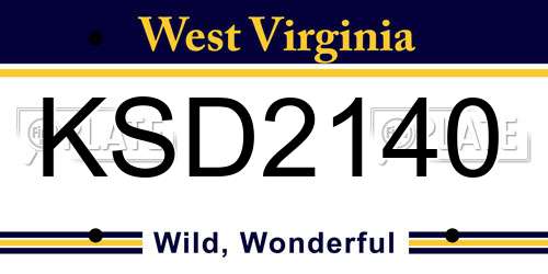 KSD2140 West Virginia License Plate