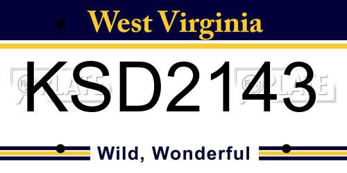 KSD2143 West Virginia License Plate