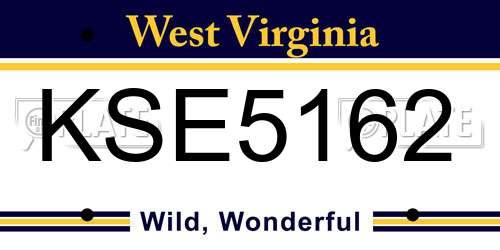 KSE5162 West Virginia License Plate