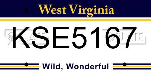 KSE5167 West Virginia License Plate