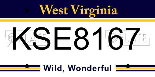 KSE8167 West Virginia License Plate