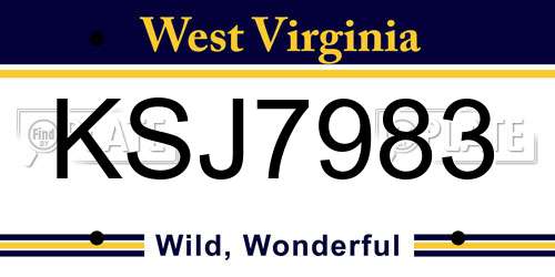 KSJ7983 West Virginia License Plate