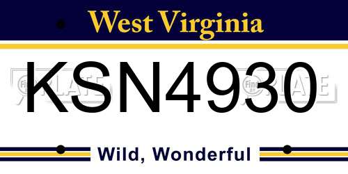 KSN4930 West Virginia License Plate